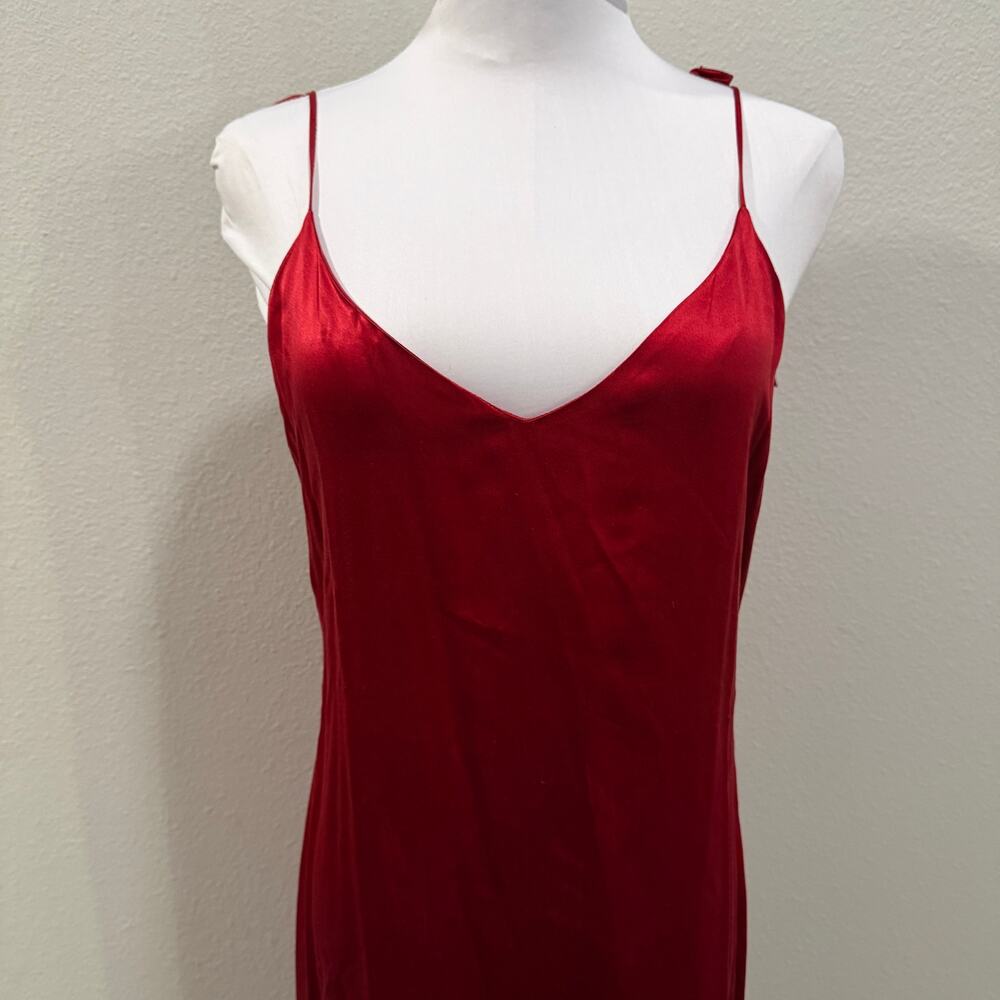 Reformation Red 100% Silk Satin Slip Maxi Dress Cocktail Elegant Quiet Luxury S - Picture 4 of 10